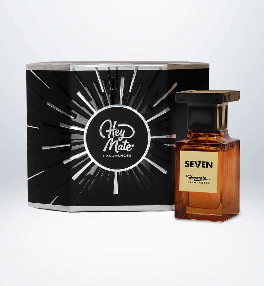 HeyMate Fragrances 'Seven' perfume bottle with packaging on a white background