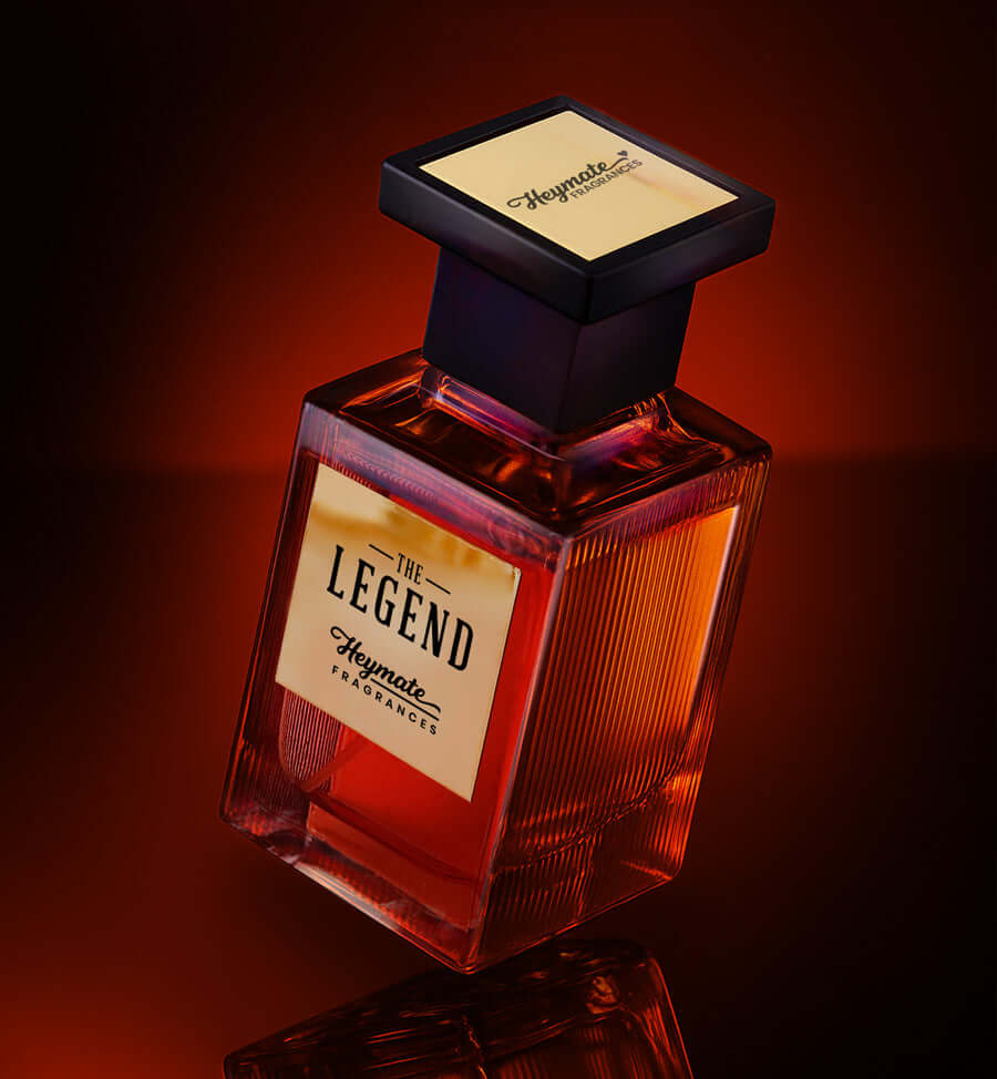 Perfume bottle labeled 'The Legend' by HayMate Fragrances